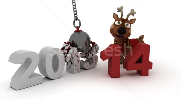 2014 új év labda 3d render Stock fotó © kjpargeter