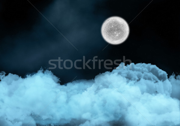 Night sky with fictional moon above clouds Stock photo © kjpargeter