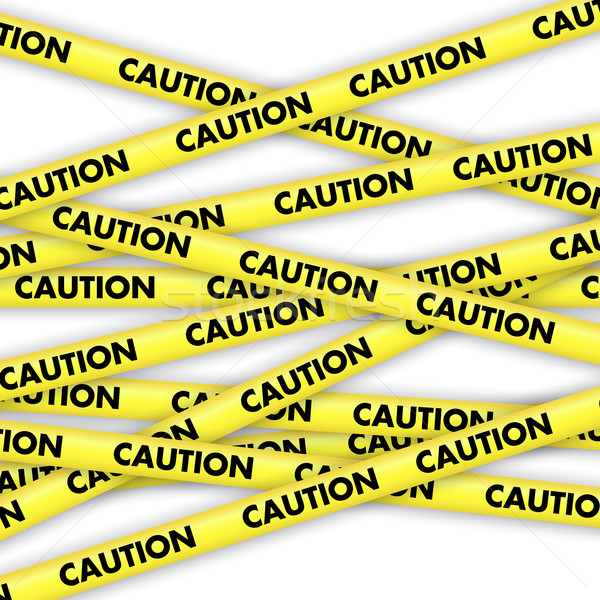 осторожность лента желтый написанный опасность предупреждение Сток-фото © kjpargeter