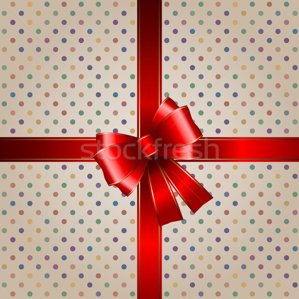 Gift background with red ribbon Stock photo © kjpargeter