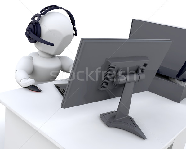 [[stock_photo]]: Internet · rendu · 3d · homme · web · ordinateur