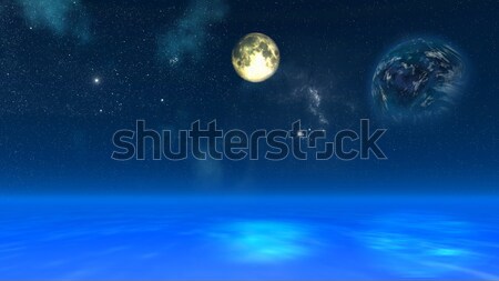 3D space background with fictional planets Stock photo © kjpargeter