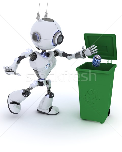 Robot recyklingu odpadów 3d człowiek przyszłości Zdjęcia stock © kjpargeter