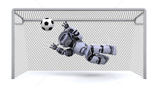 Robot játszik futball 3d render sport futball Stock fotó © kjpargeter