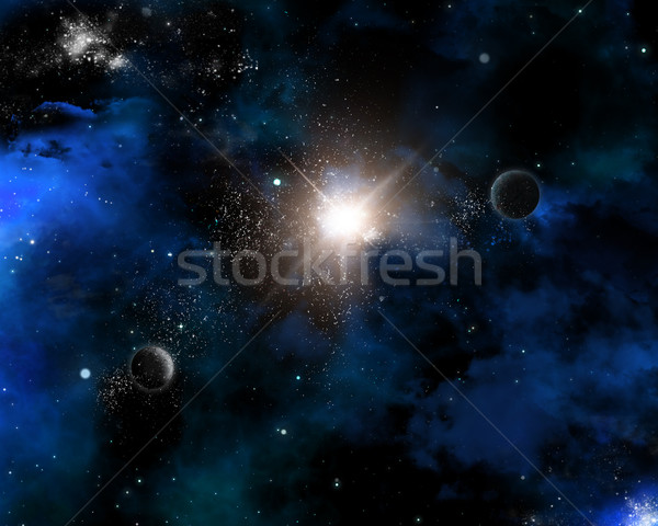 Przestrzeni mgławica planet gwiazdki streszczenie krajobraz Zdjęcia stock © kjpargeter