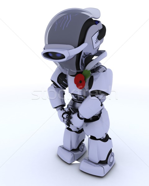 Robô papoula 3d render homem guerra futuro Foto stock © kjpargeter