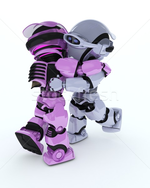 Robotok társastánc 3d render férfi tánc robot Stock fotó © kjpargeter