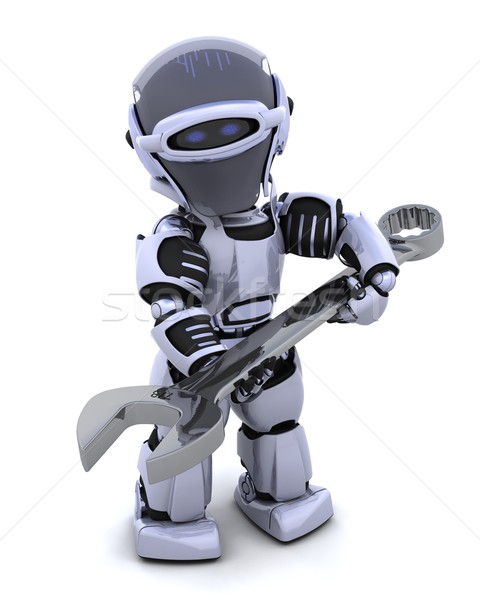 Zdjęcia stock: Robot · klucz · 3d · otwarte · budowy · przemysłu