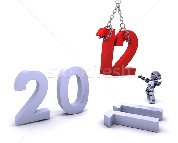 Robot Bringing the new year in Stock photo © kjpargeter