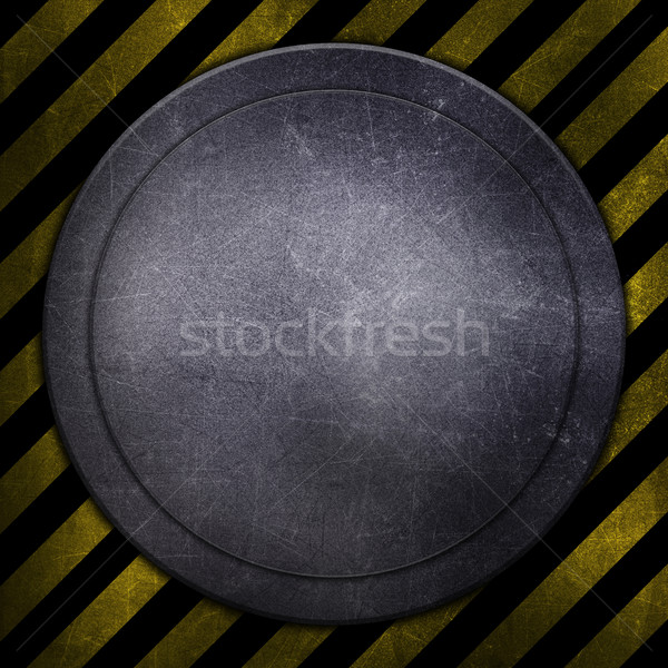 Abstract metallic background with yellow and black warning strip Stock photo © kjpargeter