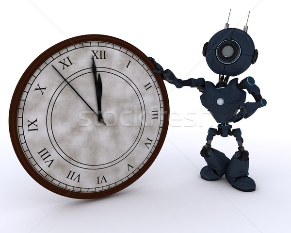 Android klok middernacht 3d render man tijd Stockfoto © kjpargeter