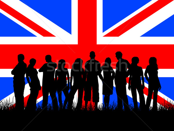 Britânico juventude homem abstrato multidão fundo Foto stock © kjpargeter
