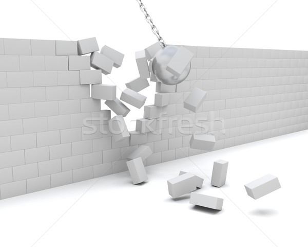 Wrecking ball demolishing a wall Stock photo © kjpargeter