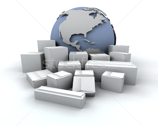 Globális házhozszállítás 3d render internet földgömb világ Stock fotó © kjpargeter
