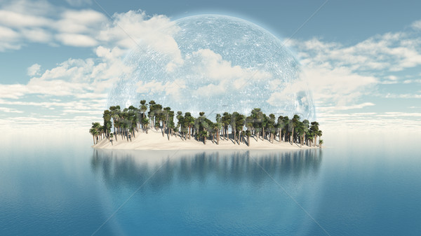 Foto stock: 3D · palmeira · ilha · planeta · céu · 3d · render