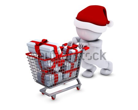 Morph Man with christmas shopping cart Stock photo © kjpargeter