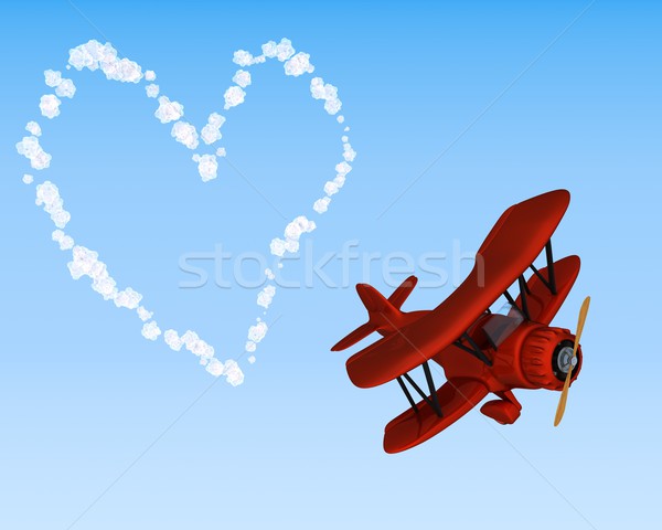 biplane sky writing a heart Stock photo © kjpargeter