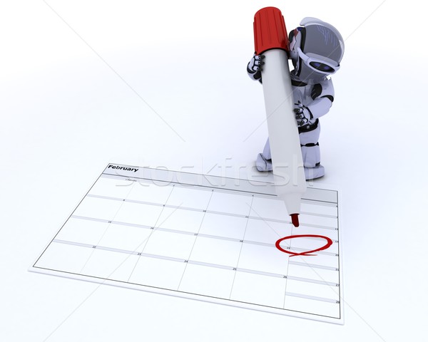 robot with a calender Stock photo © kjpargeter