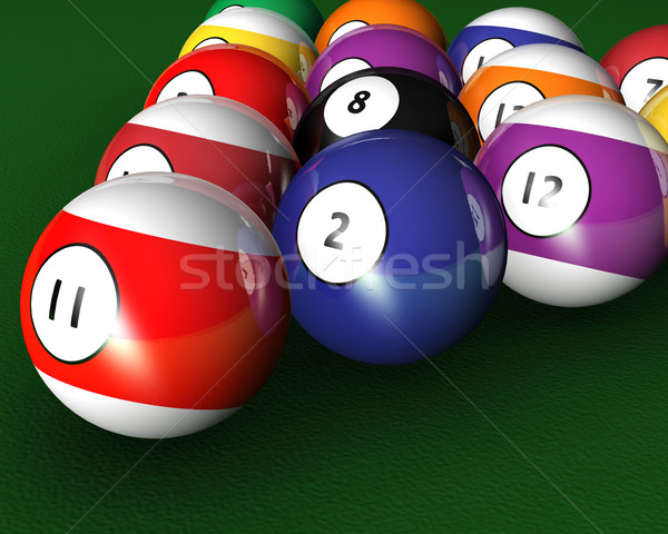 Pool Kugeln 3d render Billardtisch Objekt Stock foto © kjpargeter