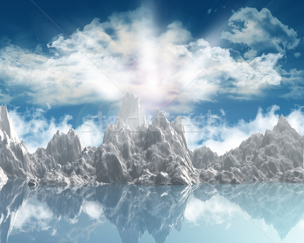 3D render of a mountain range against a sunny sky Stock photo © kjpargeter