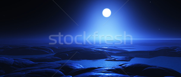 3D fantasy night landscape with moon Stock photo © kjpargeter
