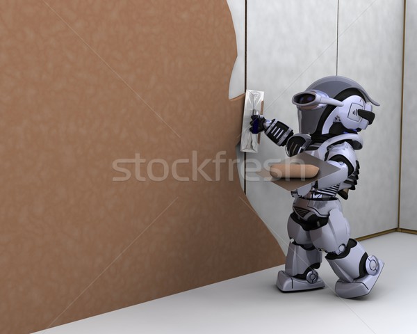 Robot budynku płyt gipsowo-kartonowych 3d pracy Zdjęcia stock © kjpargeter