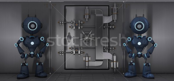 Androids guarding a bank vault Stock photo © kjpargeter