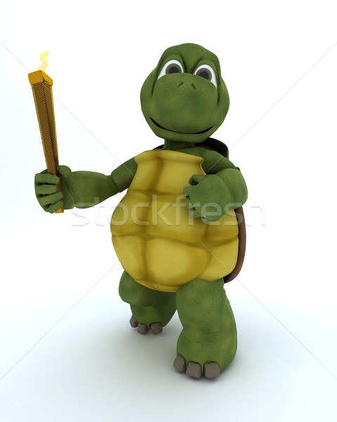 tortoise running with othe olympic torch Stock photo © kjpargeter