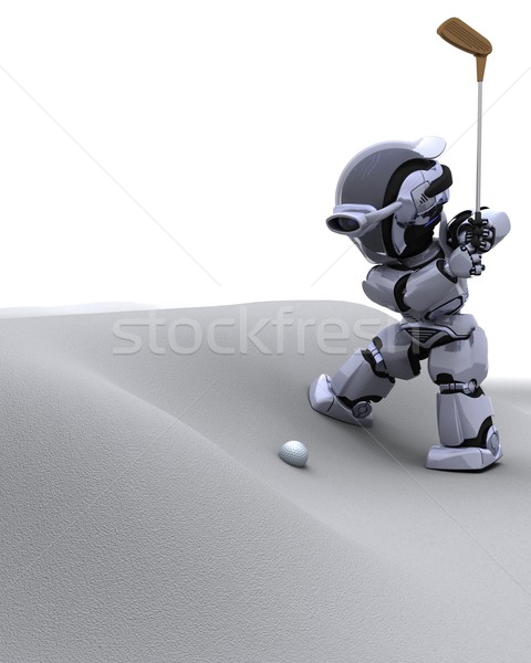 Zdjęcia stock: Robot · klub · gry · golf · 3d · piłka