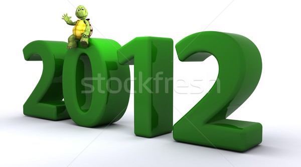 Tortoise Bringing the new year in Stock photo © kjpargeter