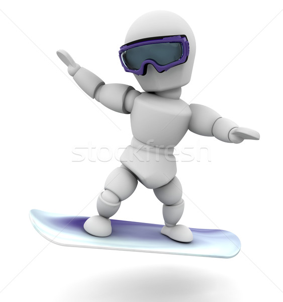 スノーボーダー 3dのレンダリング 女性 男 冬 少年 ストックフォト © kjpargeter