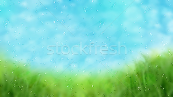 Pluies fenêtre image regarder sur herbeux Photo stock © kjpargeter