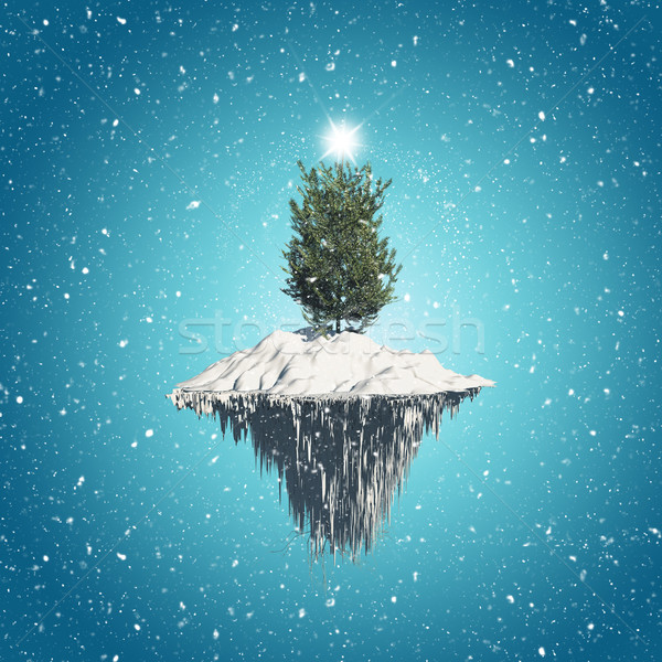 Christmas tree floating island background Stock photo © kjpargeter