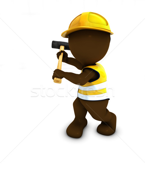 3D Morph Man Builder with sledgehammer Stock photo © kjpargeter