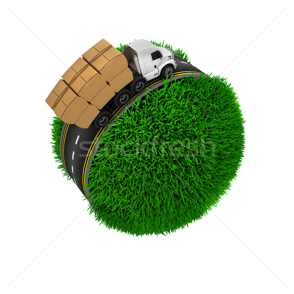 Route autour herbeux monde rendu 3d herbe [[stock_photo]] © kjpargeter