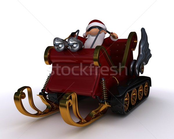 santa in a snowmobile sleigh Stock photo © kjpargeter