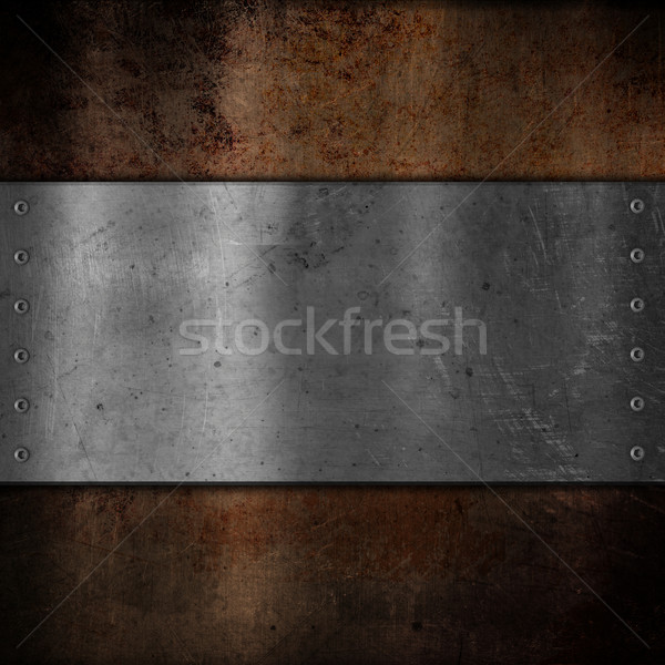 Metal plate on grunge background Stock photo © kjpargeter