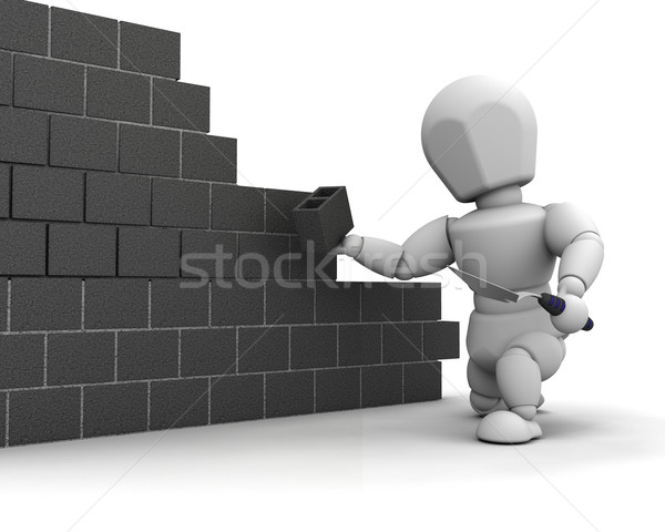 man laying blocks building a wall Stock photo © kjpargeter