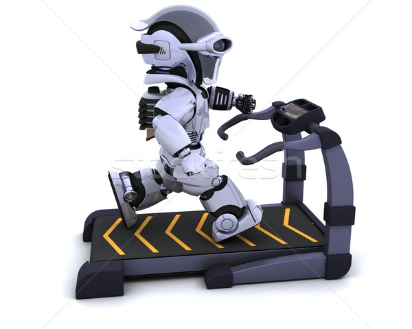 Esteira 3d render robô homem fitness treinamento Foto stock © kjpargeter