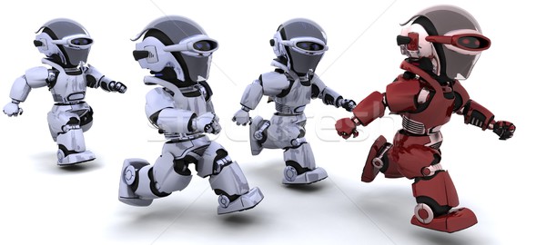 Robots ejecutando 3d carrera futuro Foto stock © kjpargeter