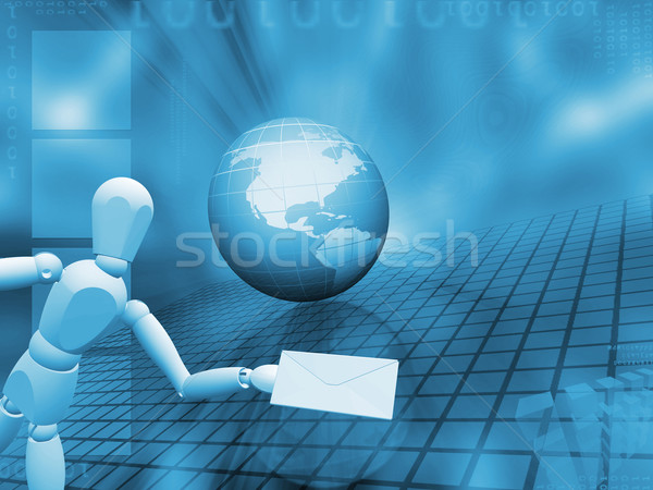 Abstract globe with person holding mail Stock photo © kjpargeter