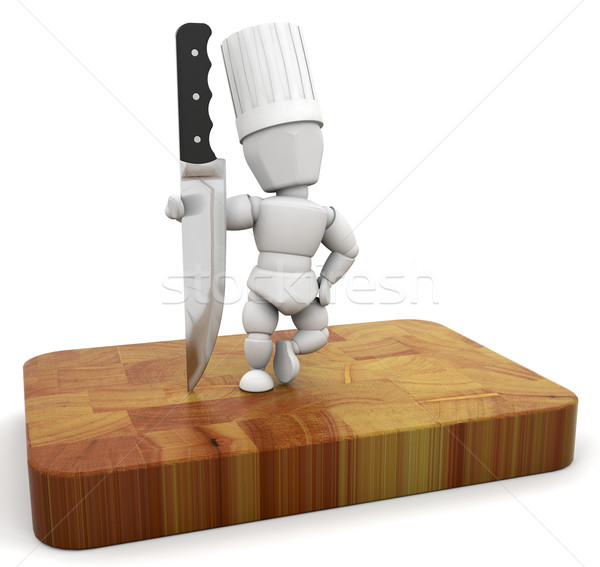 Сток-фото: повар · 3d · визуализации · ножом · женщину · кухне