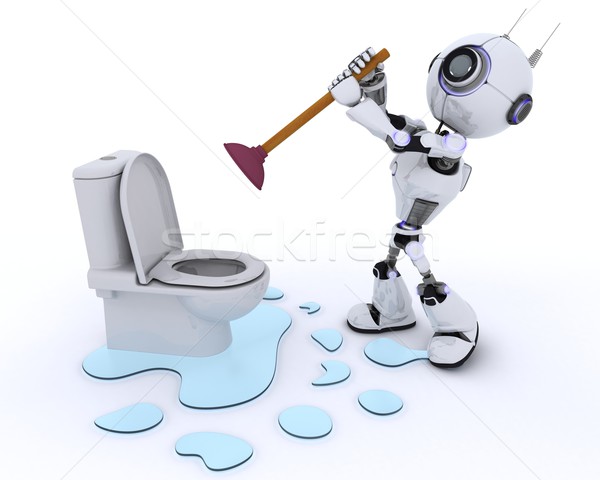 Robot vízvezetékszerelő megjavít szivárgás 3d render víz Stock fotó © kjpargeter