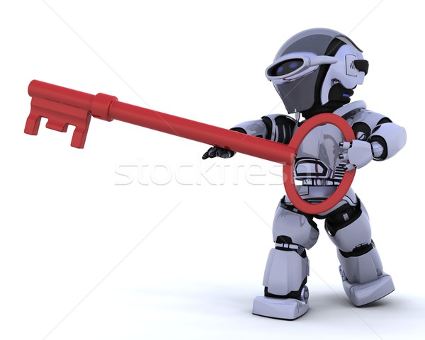 Foto stock: Robô · chave · 3d · render · natureza · segurança
