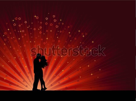 Sexy female on a starry heart Stock photo © kjpargeter