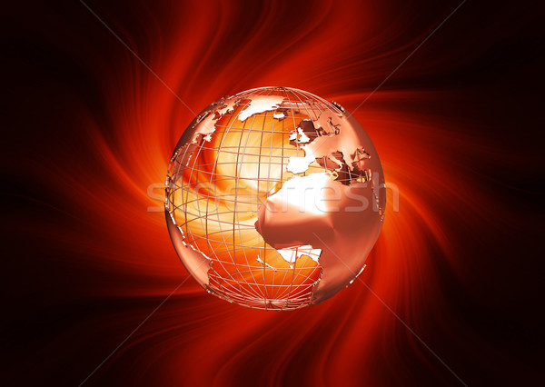 Soyut dünya 3d render tel kafes ateşli dünya Stok fotoğraf © kjpargeter