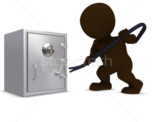 3D Morph Man breaking into a safe Stock photo © kjpargeter