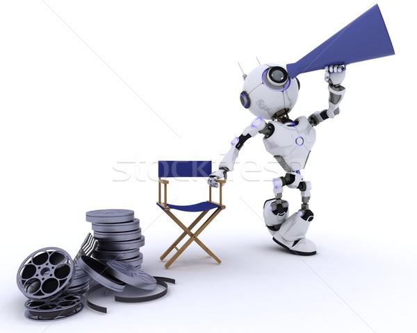 Robot krzesło megafon 3d człowiek kina Zdjęcia stock © kjpargeter