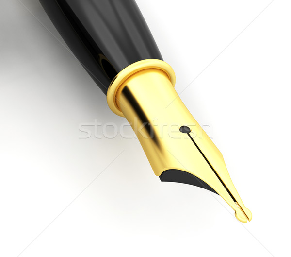 Stockfoto: Vulpen · 3d · render · schrijven · object · fontein