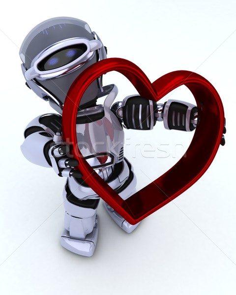 Robot hart bekoring 3d render liefde man Stockfoto © kjpargeter